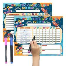 2pk Reward Chart Magnetic Reusable Behaviour Chore For Kids Children + Wipe Pens